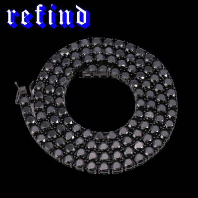 【6.5mm】Black Tennis Chain Necklace【Silver/Gold】