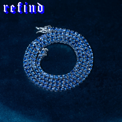 Lab Grown Sapphire Tennis Necklace【Silver/Gold】