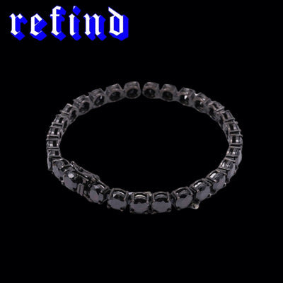 【5mm】Black Tennis Chain Bracelet【Silver/Gold】