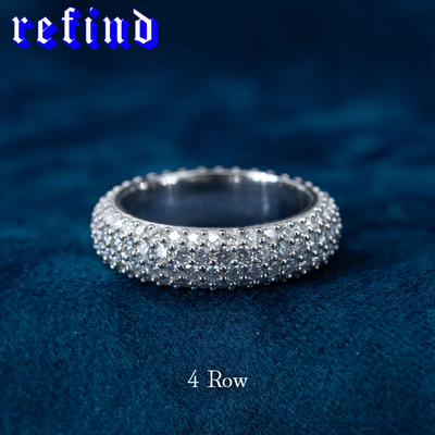 【4-Row】Pavé Ring【Silver/Gold】