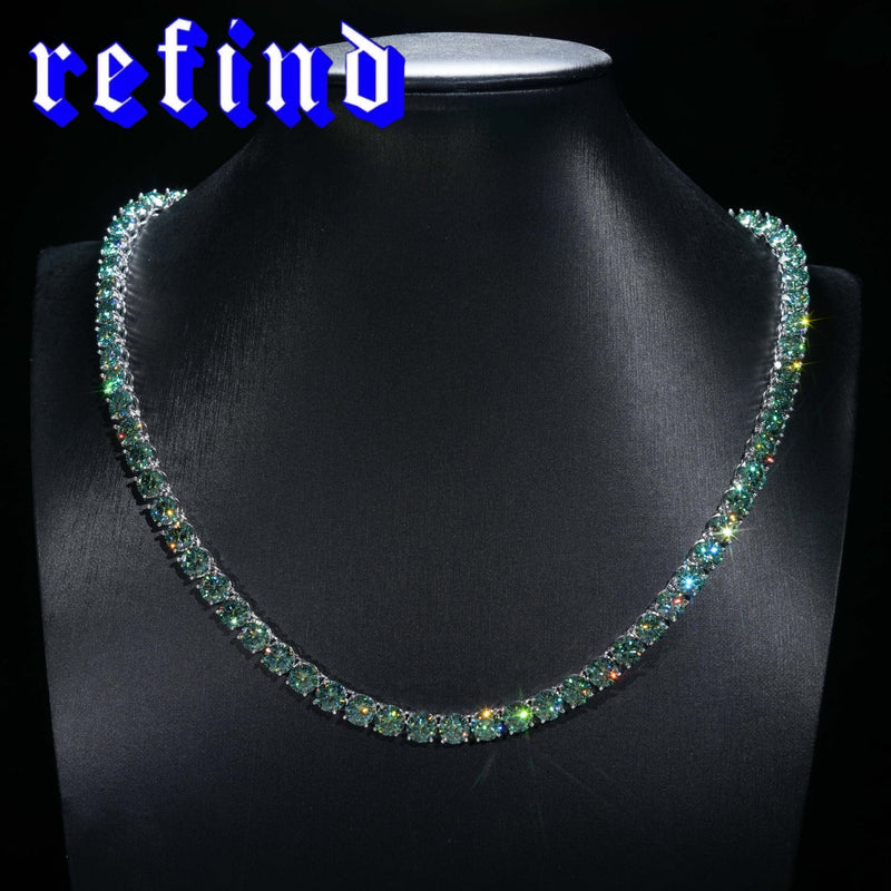 【6.5mm】Green Tennis Chain Necklace【Silver/Gold】