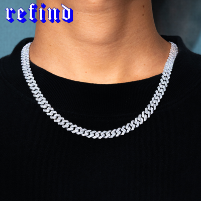 【10mm】Iced Out Cuban Link Necklace【Silver】