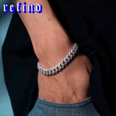【10mm】Iced Out Cuban Link Bracelet【Silver】