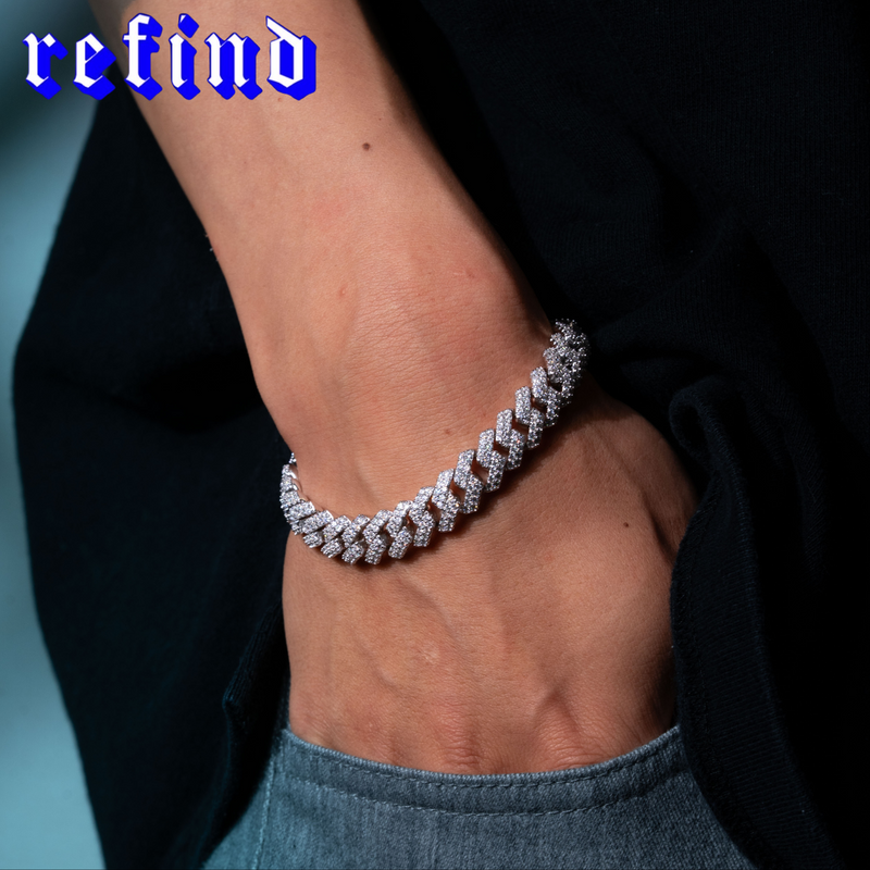 【10mm】Iced Out Cuban Link Bracelet【Silver】