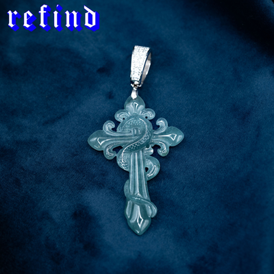 Green Jade Cross Pendant【Silver/Gold】