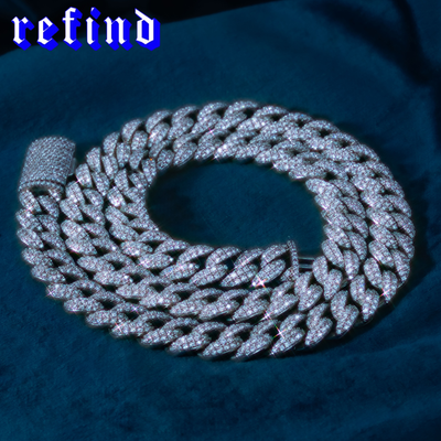 【12mm】Iced Out Cuban Link Necklace【Silver】
