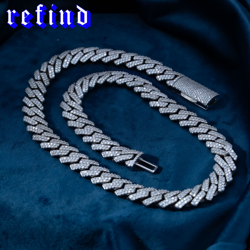 【14mm】Iced Out Cuban Link Necklace【Silver】