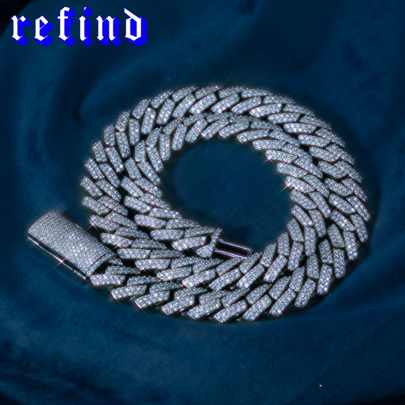 【14mm】Iced Out Cuban Link Necklace【Silver】