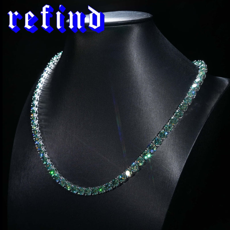 【6.5mm】Green Tennis Chain Necklace【Silver/Gold】