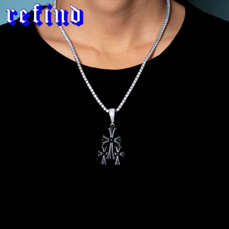 Black Jade Triple Cross Pendant【Silver/Gold】