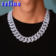 【20mm】Iced Out Cuban Link Necklace【Silver】