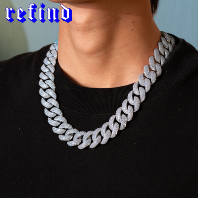 【20mm】Iced Out Cuban Link Necklace【Silver】