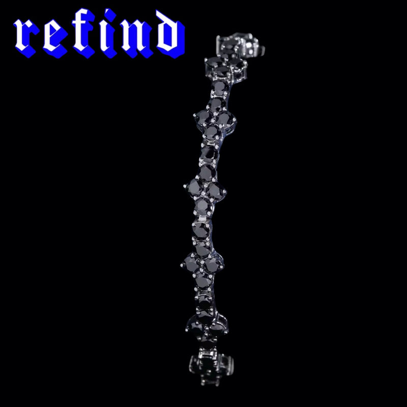 【3mm】Black Cross Tennis Bracelet【Silver】