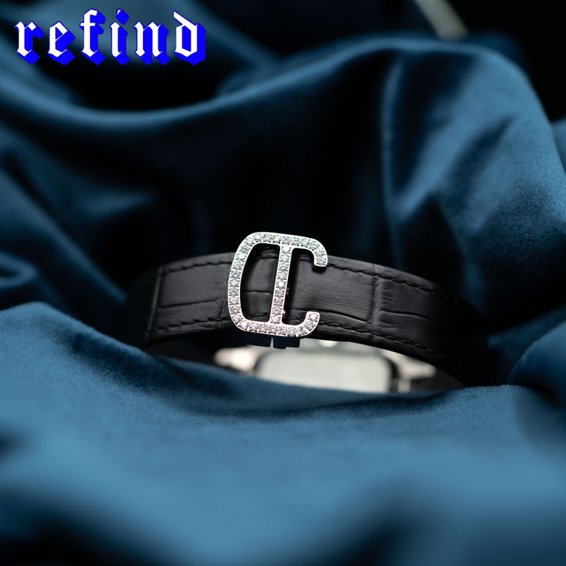 【Moissanite】Ice Out Square Watch【Leather Strap】