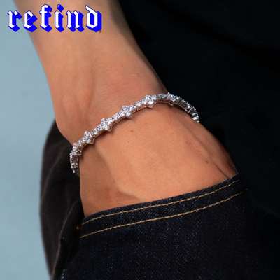 【3mm】Cross Tennis Bracelet【Silver 】