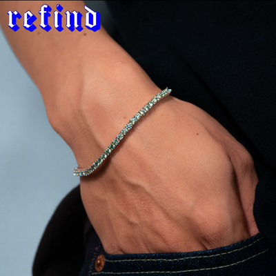 【3mm】Green Tennis Chain Bracelet【Silver/Gold】