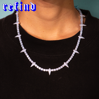 【4mm】Spike Edge Tennis Chain Necklace【Silver】