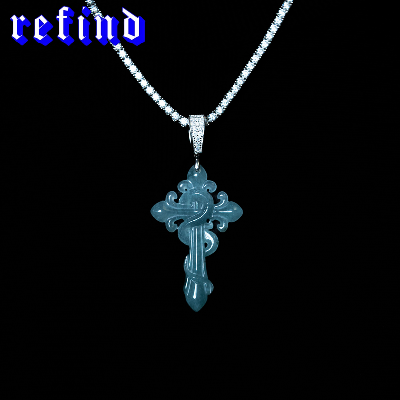 Green Jade Cross Pendant【Silver/Gold】