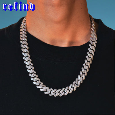 【14mm】Iced Out Cuban Link Necklace【Silver】