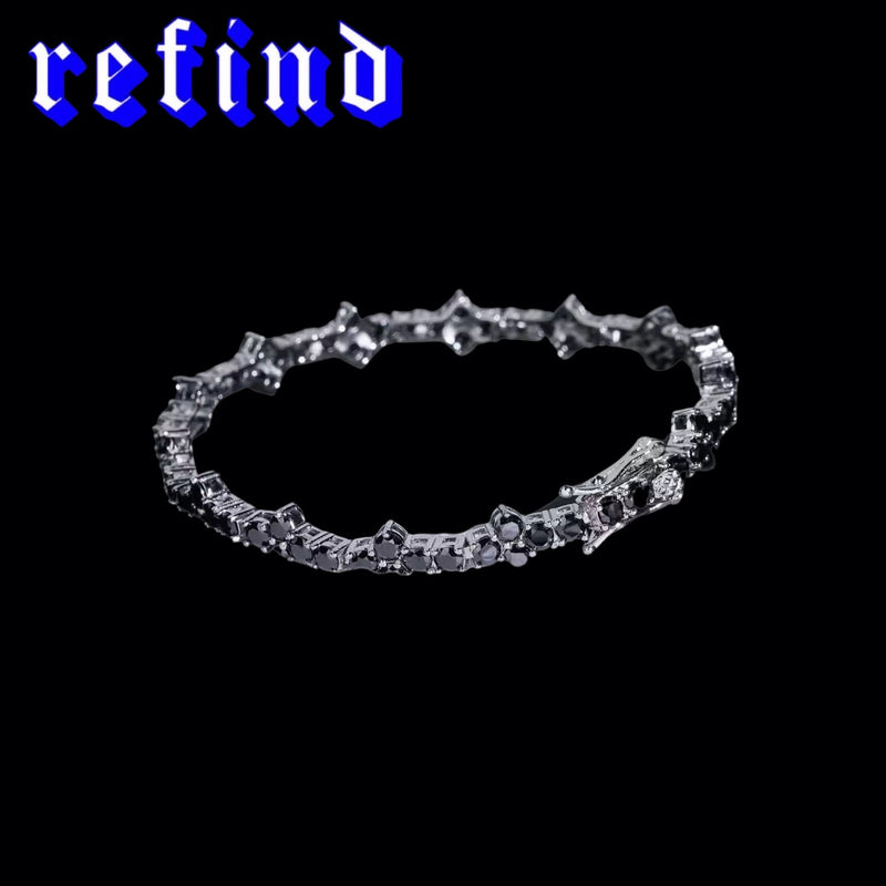 【3mm】Black Cross Tennis Bracelet【Silver】