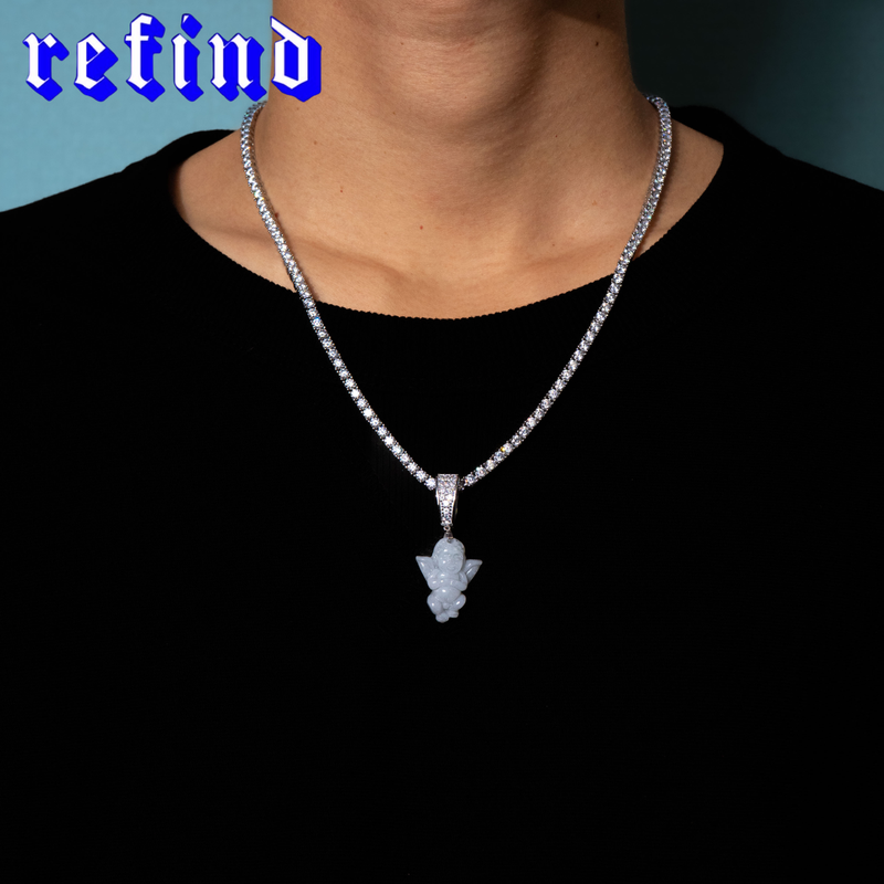 White Jade Angel Pendant【Silver/Gold】