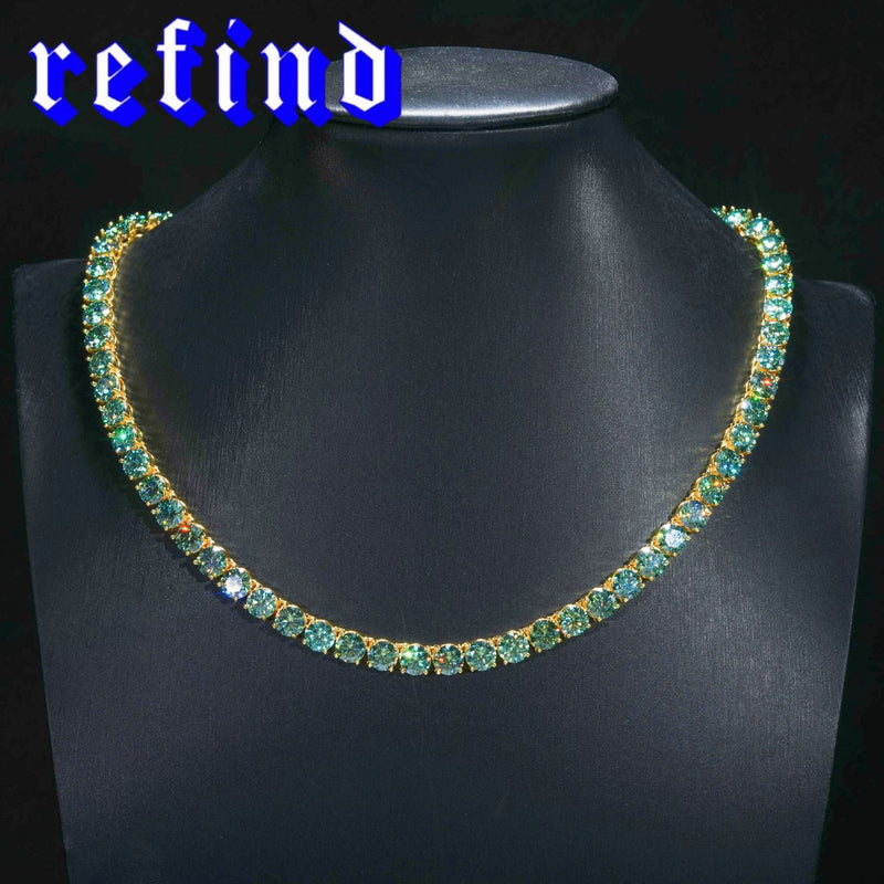 【6.5mm】Green Tennis Chain Necklace【Silver/Gold】