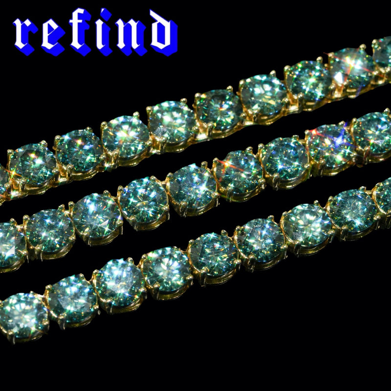 【5mm】Green Tennis Chain Bracelet【Silver/Gold】