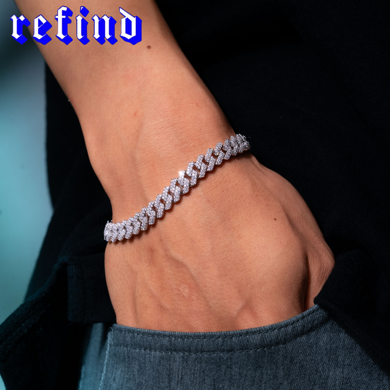 【8mm】Iced Out Cuban Link Bracelet【Silver】