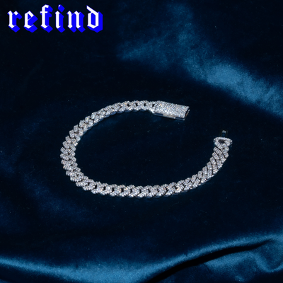 【8mm】Iced Out Cuban Link Bracelet【Silver】