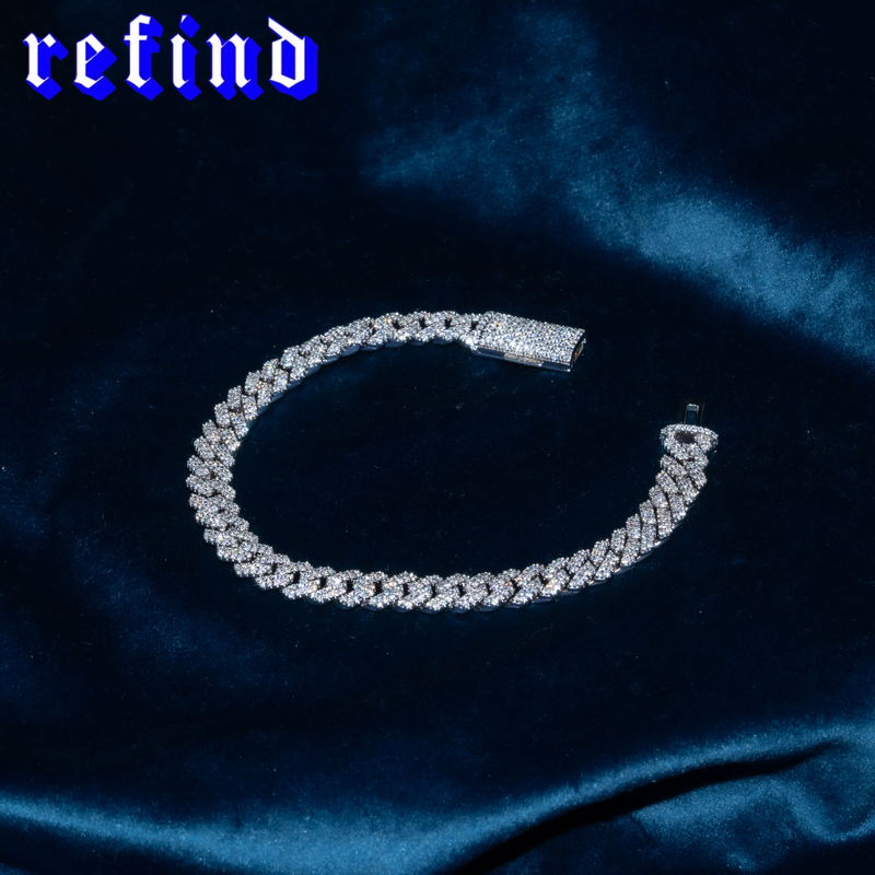 【8mm】Iced Out Cuban Link Bracelet【Silver】