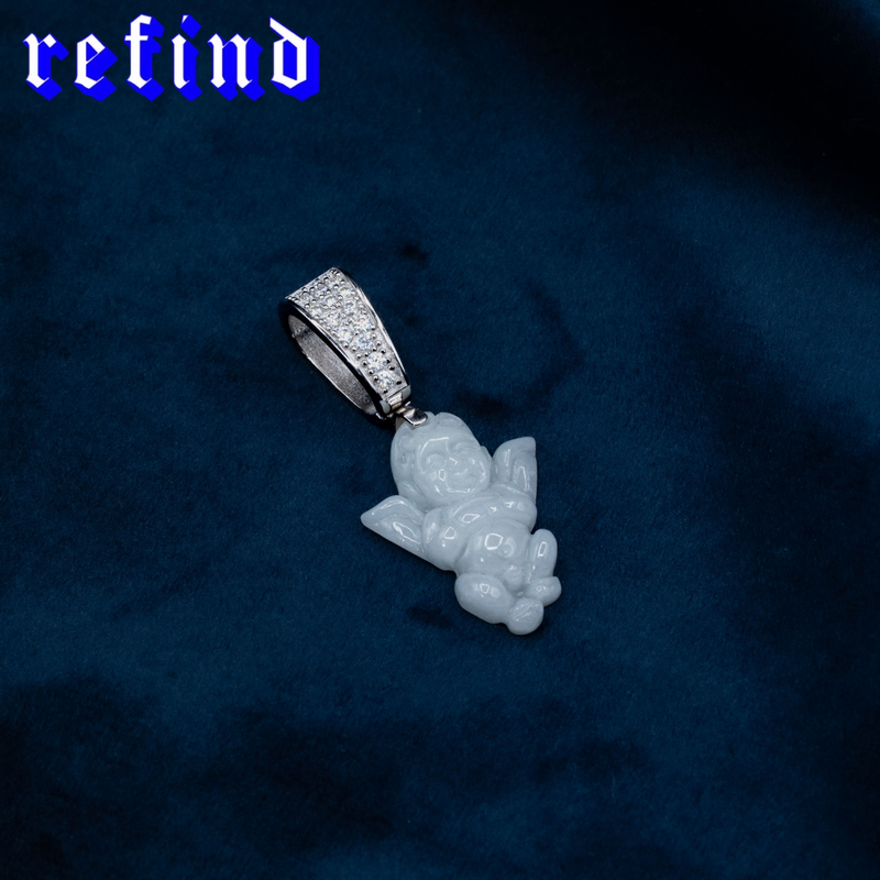 White Jade Angel Pendant【Silver/Gold】