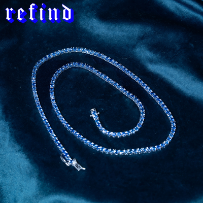 Lab Grown Sapphire Tennis Necklace【Silver/Gold】