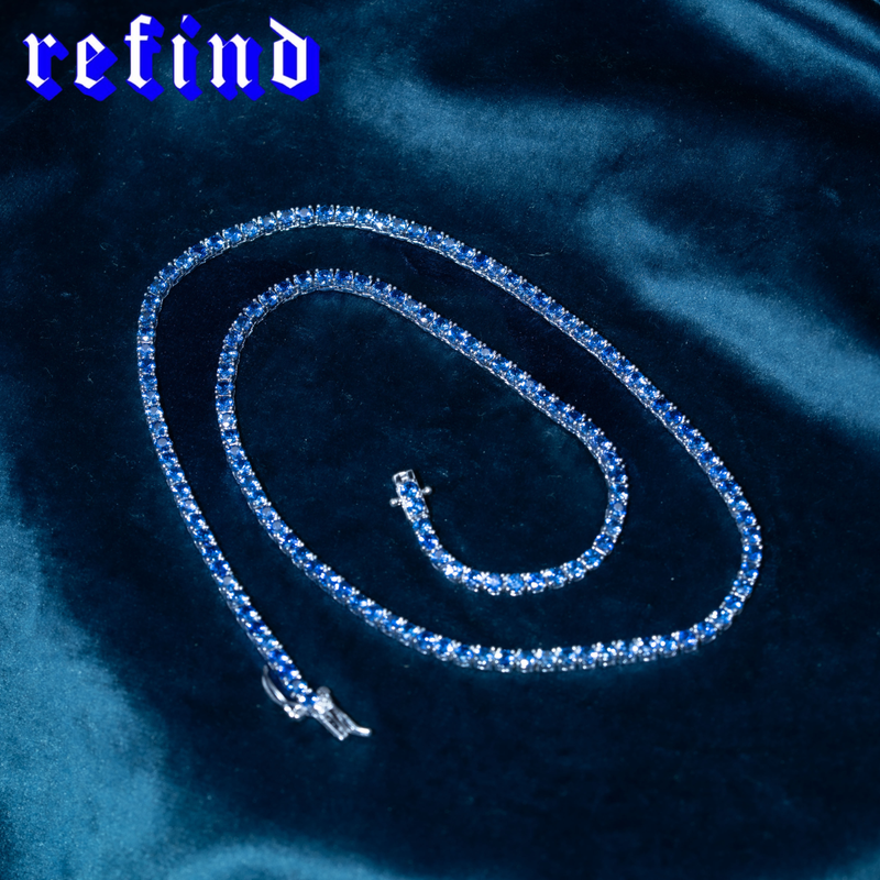 Lab Grown Sapphire Tennis Necklace【Silver/Gold】