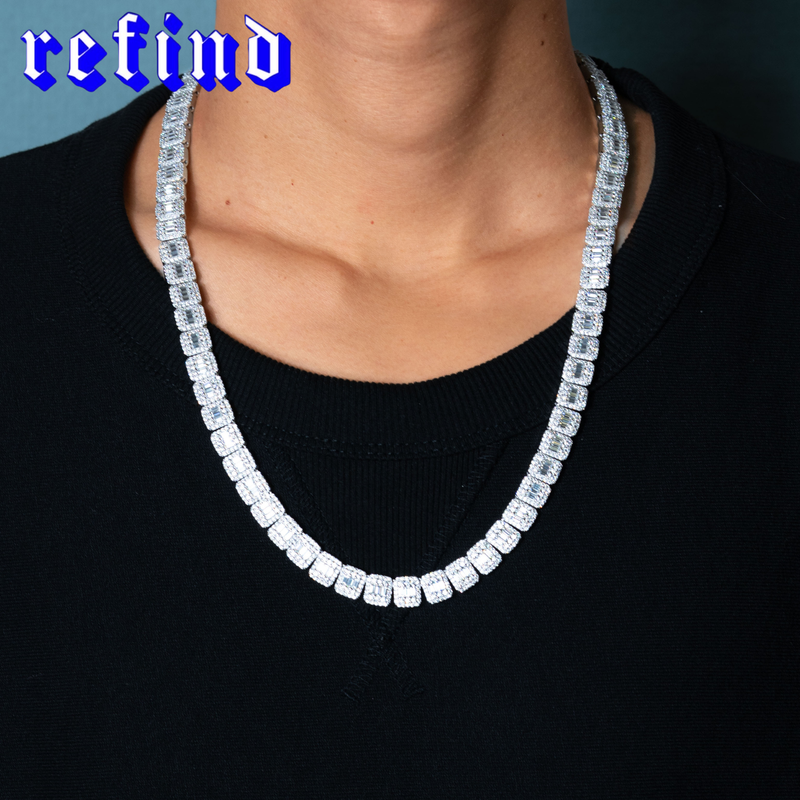 【9mm】Baguette Tennis Chain Necklace【Silver】