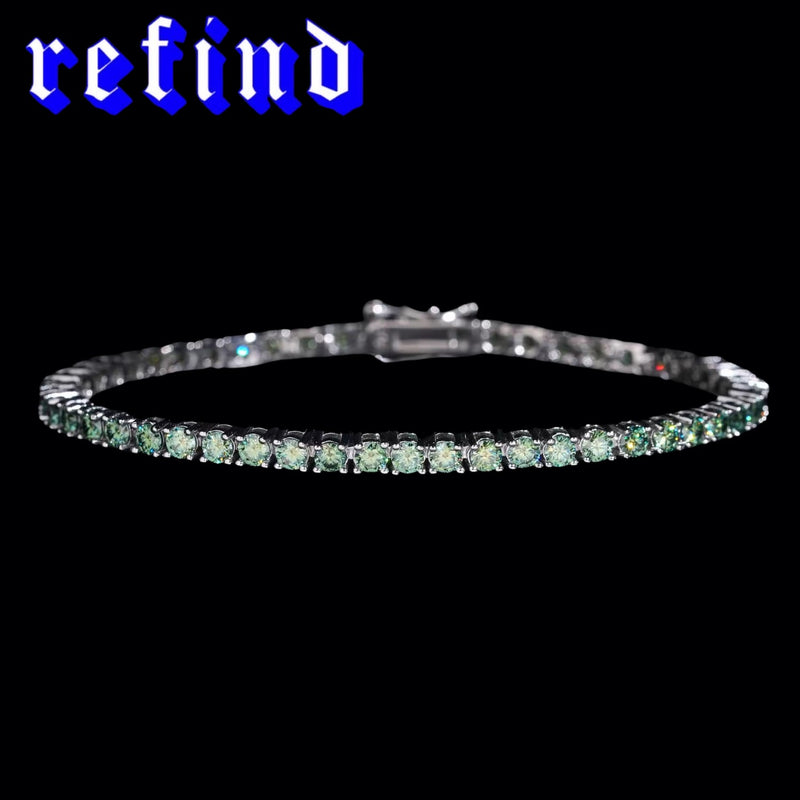 【5mm】Green Tennis Chain Bracelet【Silver/Gold】