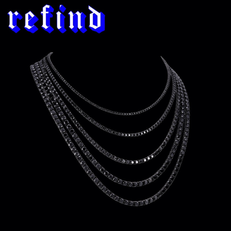 【5mm】Black Tennis Chain Necklace【Silver/Gold】