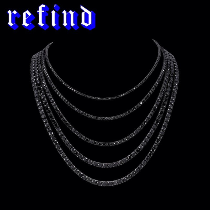 【5mm】Black Tennis Chain Necklace【Silver/Gold】