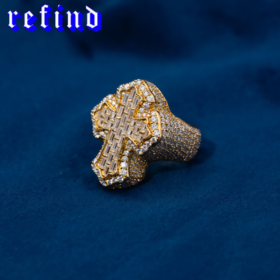 Iced Out Cross Ring【Silver/Gold/Rose Gold】