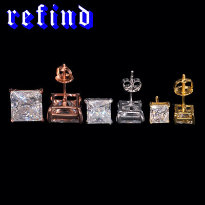 【9mm】Princess Cut Pierce【Silver/Gold/Rose Gold】