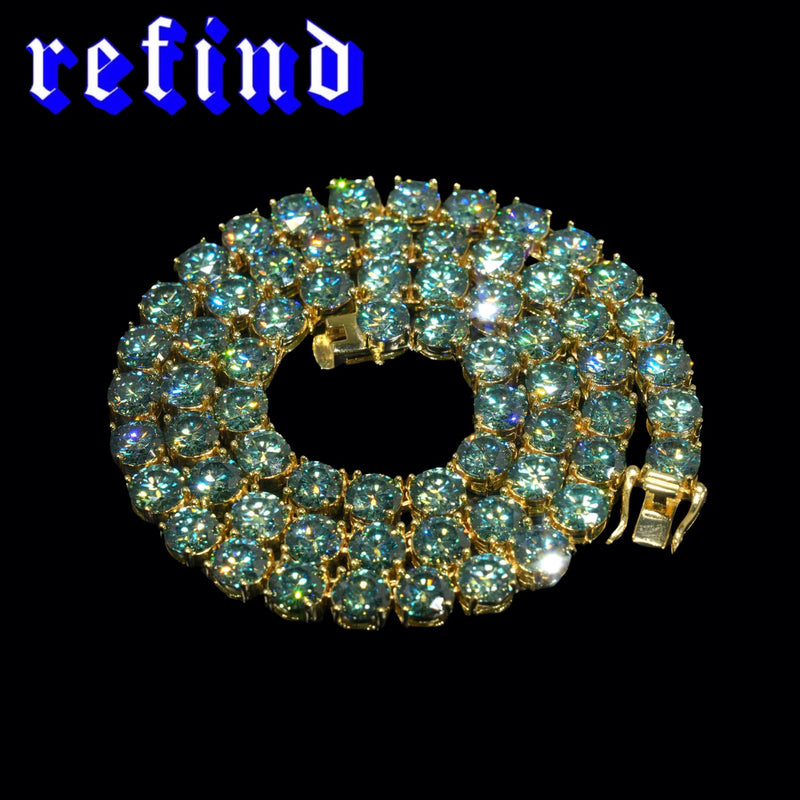 【6.5mm】Green Tennis Chain Necklace【Silver/Gold】