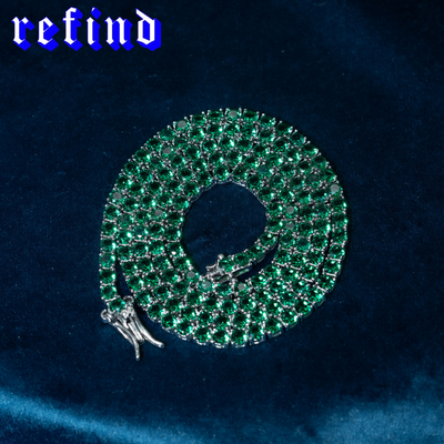 Lab Grown Green Sapphire Tennis Necklace【Silver/Gold】