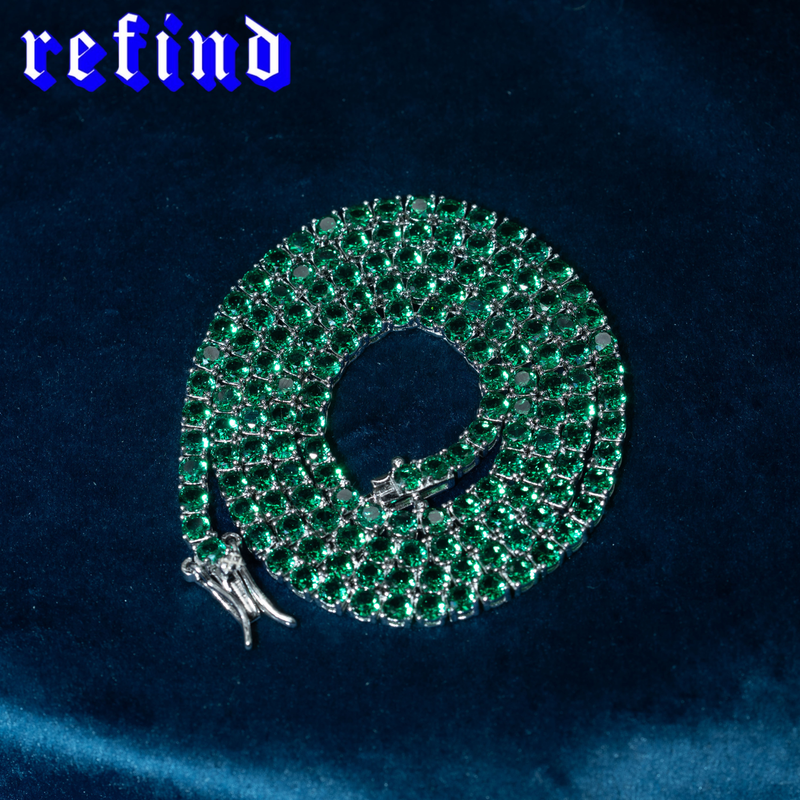 Lab Grown Green Sapphire Tennis Necklace【Silver/Gold】