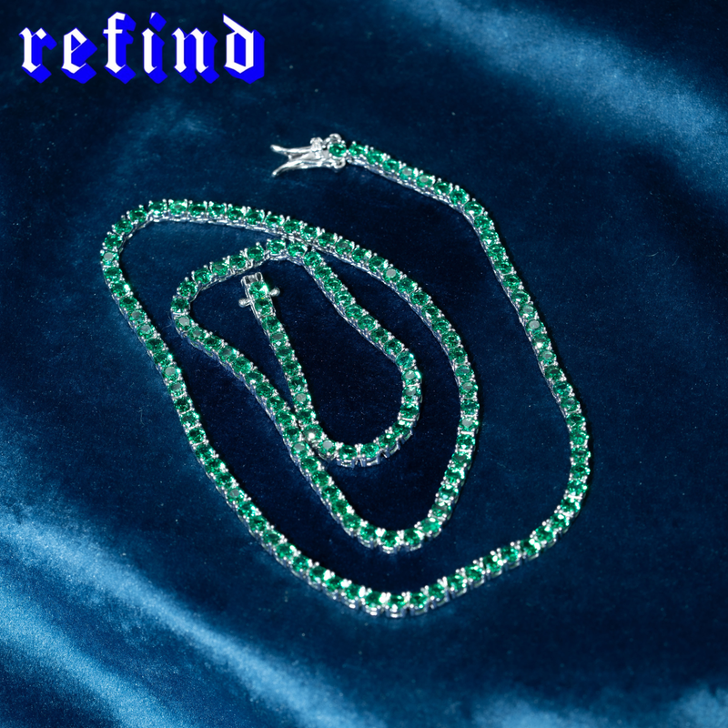 Lab Grown Green Sapphire Tennis Necklace【Silver/Gold】