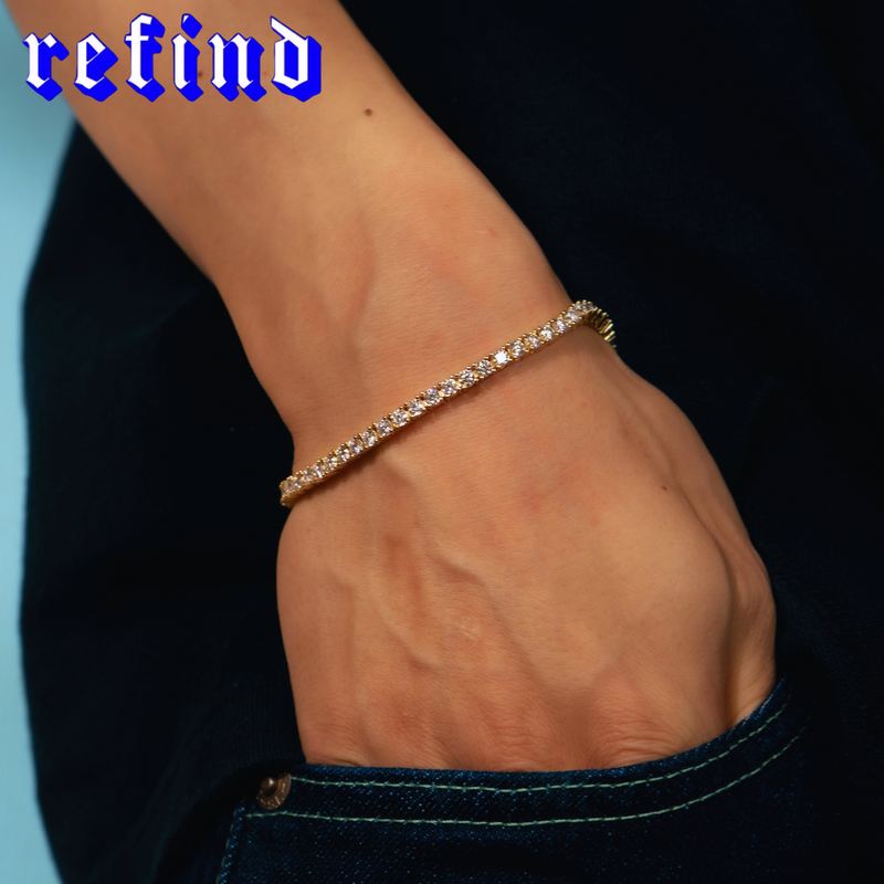 【3mm】Tennis Chain Bracelet【Silver/Gold/Rose Gold】