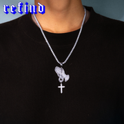 S925 Moissanite Iced Out Praying Hands Pendant