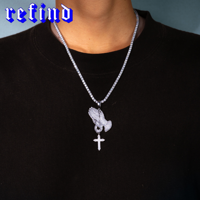 Iced Out Praying Hands Pendant【Silver】