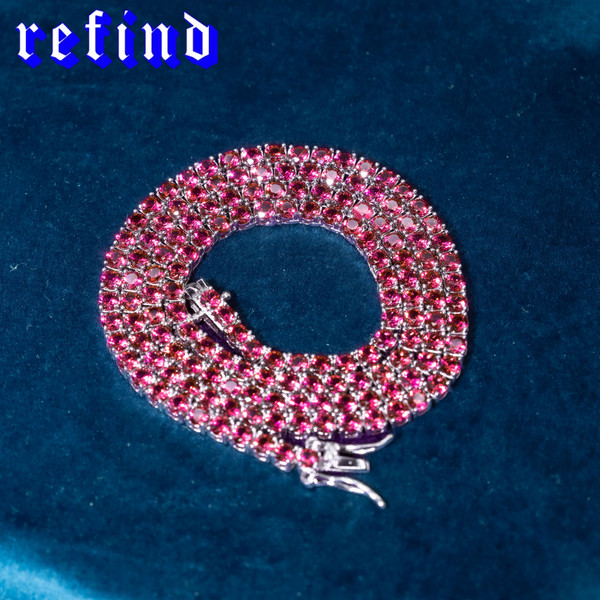 Lab Grown Ruby Tennis Necklace【Silver/Gold】