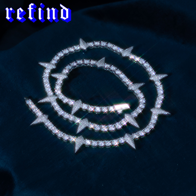 【4mm】Spike Edge Tennis Chain Necklace【Silver】