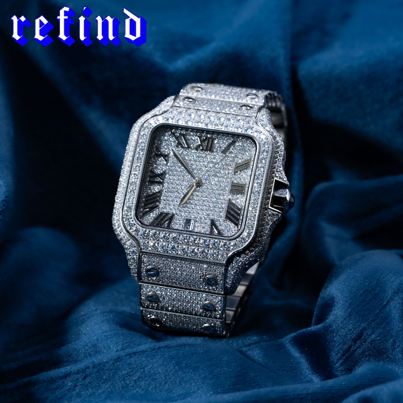 【Moissnite】Ice Out Square Watch