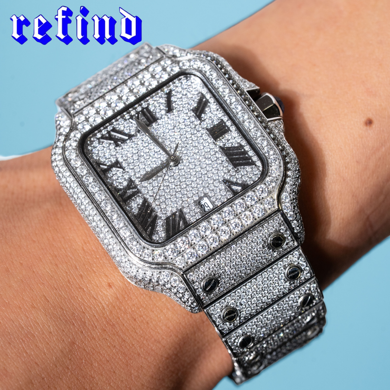 【Moissnite】Ice Out Square Watch